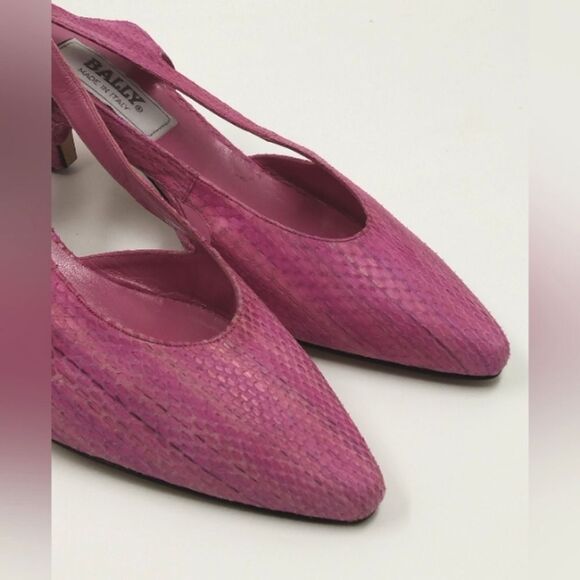 Bally of Switzerland Vintage Pink Leather Slingback Shoe's Kitten Heels  11AA - Picture 5 of 15